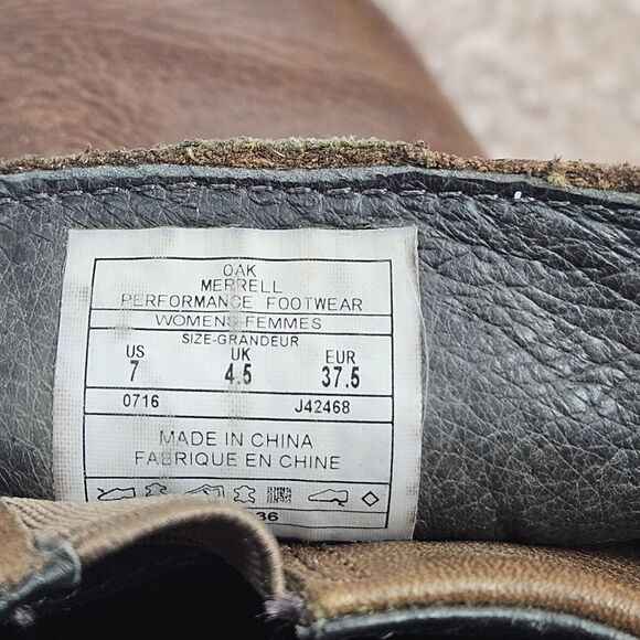 Merrell Oak Brown Leather Womens 7 Mule Clog Shoes Comfort Slip On Block Heel - Picture 7 of 15